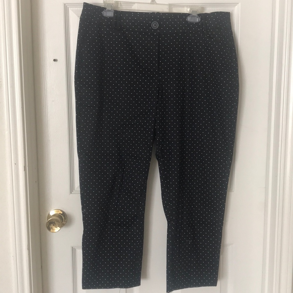 Lane Bryant black polkadotted cropped pants